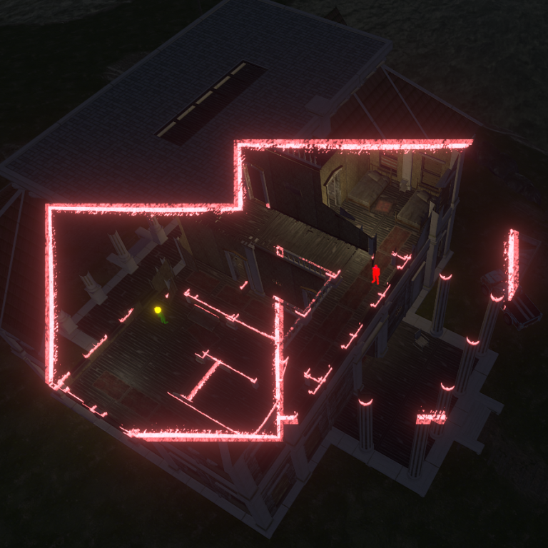 See-through reveal in a building